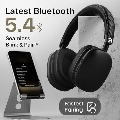 Image of GOBOULT Fluid X Headphones Bluetooth Wireless 60H Playtime, 40mm Bass Driver, Zen ENC Mic, Type-C Charging, Gaming Mode, BTv 5.4, Headphones Wireless with mic (Black)