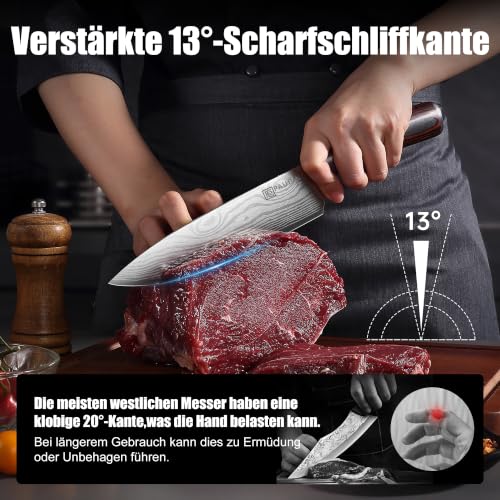 PAUDIN Kochmesser 20 cm, scharf, 5Cr15MoV Edelstahl, Pakkaholzgriff – Ansicht 2