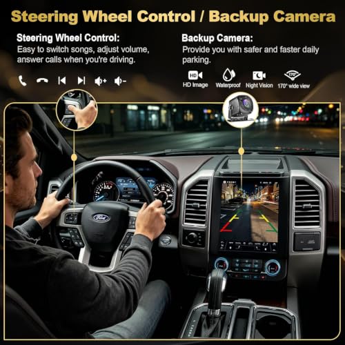 Image of 4G+64G Car Radio for Ford F150 2015 2016 2017 2018 2019 2020 8-core, 12.1 Inch IPS Touch Screen Car Stereo with Wireless Carplay /Android Auto,GPS, WiFi, Bluetooth, FM, DVR, Android 14