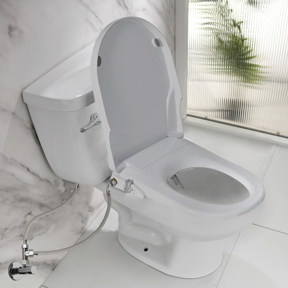 Sedili per bidet non elettrici con doppi ugelli autopulenti, parte posteriore separata e pulizia femminile, spray d'acqua naturale, sedile WC chiuso morbido, facile installazione fai da te