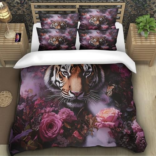 Housse de couette tigre haute définition parure de lit double résistante - 5