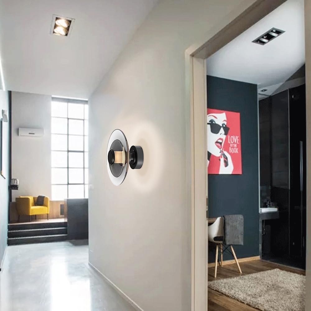 Nordic Modern Wall Lamp, 10W 3000K Szkło LED Kinkiet Do Wnętra, Artystyczna Lampa Dekoracyjna, Okrągła Oprawa Oświetlenia Ścienna Do Salonu, Kamery