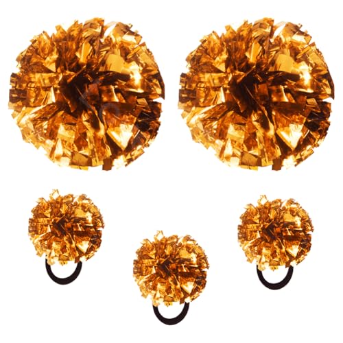 Lovecheer 5PCS Orange Pom Poms Cheerleading with Mini Pompoms Wrist Ropes Cheerleader Costume for Sports Team Spirit Basketball Hockey Football Dance Performance