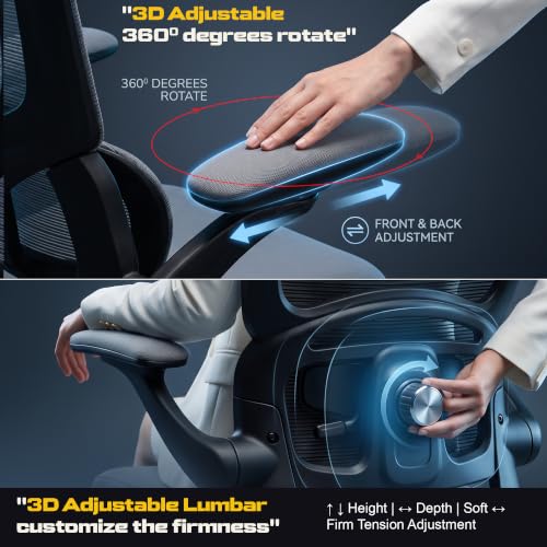 Image of DROGO Vesby Ergonomic Office Chair for Work with Dual Adaptive Lumbar Support | Breathable Mesh Computer Chair with 3D Headrest & Armrest | Gaming Chair with 135 Recline, 1-Yr Warranty(Dark Grey)