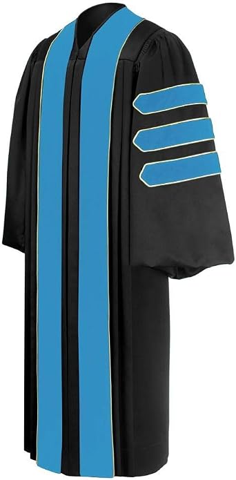 CLERKMANS Unisex Education Doctoral Graduation Gown In Black & Blue Color for Unisex