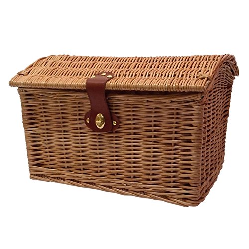 MV-TEK Grand panier en osier, petit coffre large, panier à linge avec couvercle