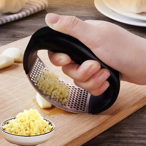 Image of Stainless Steel Garlic Press & Ginger Crusher | Easy to Use Rocking Mincer Tool for Quick Chopping & Crushing | Ergonomic, Durable & Dishwasher Safe Kitchen Gadget Single Pack