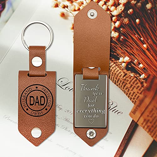 Dad Gifts-Best Dad Ever Personalized Leather Keychain For Dad-Engraved Keychain For Men-Personalized Present Father's Day Keychain Birthday Idea #TOP1