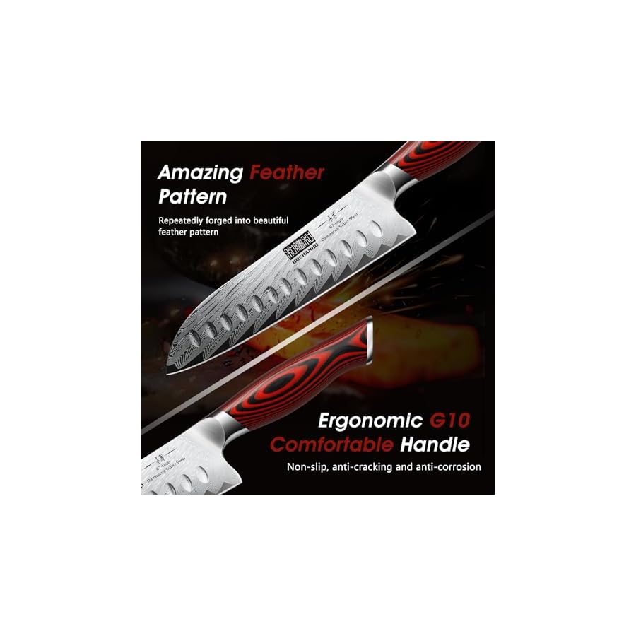 Kitchen-Knife-Set-with-Block-7-Pieces-Chef-Knife-Set-67-Layers-Damascus-Steel-Professional-Knife-Set-for-Cooking-Ergonomic-G10-Handles-with-Sharpener Kitchen Knife Set with Block, 7 Pieces Chef Knife Set 67 Layers Damascus Steel Professional Knife Set for Cooking, Ergonomic G10 Handles with Sharpener