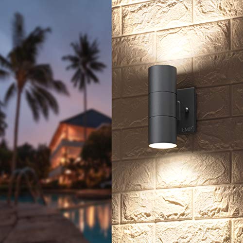 Image of LMP Modern Outdoor Wall Light, Aluminum IP65 Waterproof Porch Light | Up and Down, 3000K 5W G10 Bulbs Included, ETL Certified, Outside Wall Exterior Lighting Fixtures for House,Front Door,Garage