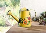 Westcharm Small 1 Liter Decorative Metal Sunflower & Ladybug Watering Can Vase for Indoor Outdoor Pl