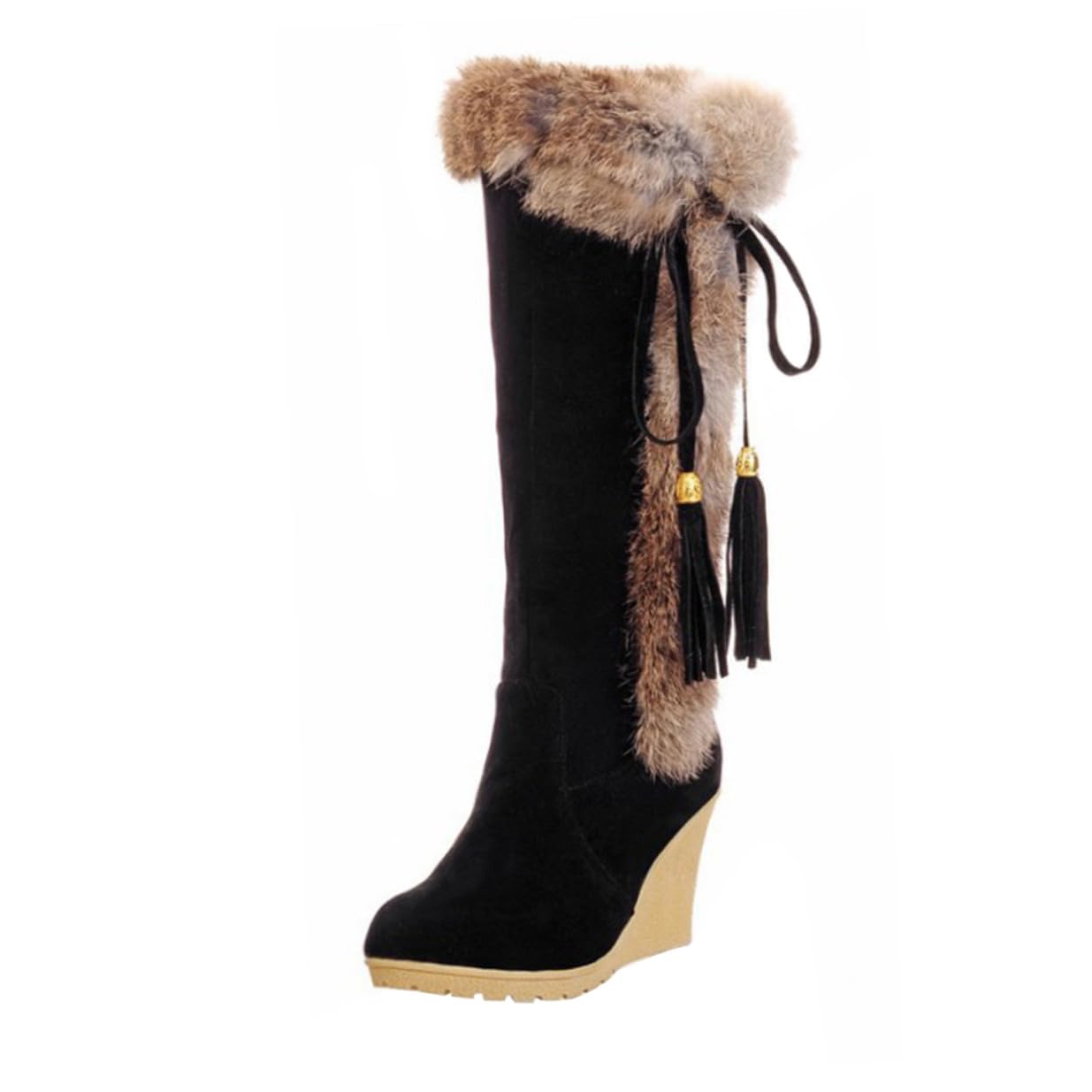 IMIKEYA Stivali Alti da Donna Invernali Stivali da Neve Robusti Caldi Antiscivolo Scarpe Invernali Imbottite Lunghe