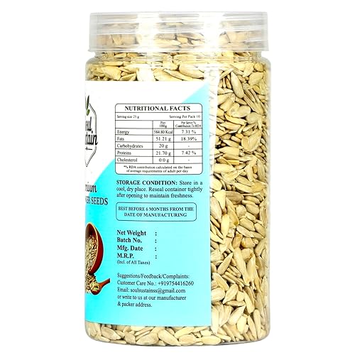 Image of SoulSustain Sunflower Seeds 420 GM, Shelled Sunflower Kernels for Snacking, Baking, Salads and Trail Mix, Vegan Protein, Keto Friendly, Non GMO, Bulk Snack Food