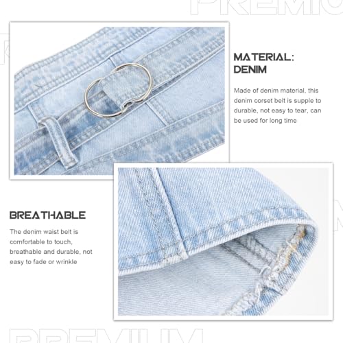 Denim Corset Belt, Women's Denim Peplum Waist, Waist Belt for for under Dress Bustiers Corsets Corset Top Dress Women Female Dress Accessory Denim Corset Waist Cincher Corset (Blue, 38.5")4