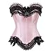 Grebrafan Nupcial Corset de Encaje y Satén Corsés de Cremallera (EU(46-48) 5XL, Rosa)