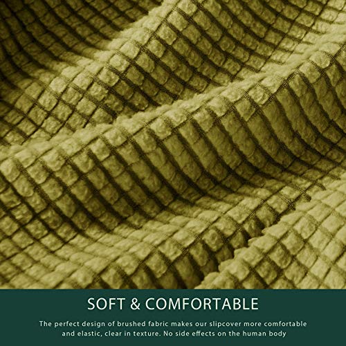 Chun Yi Stretch Oversized Sofa Slipcover 1 Piece Couch Cover, 4 Seater Settee Coat Soft With Elastic Bottom, Checks Spandex Jacquard Fabric, X-Large, Yellow Green #TOP3