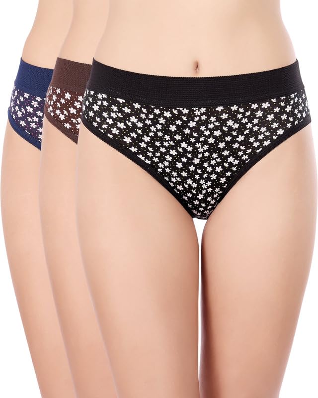 bodycare Women Premium High-Rise Briefs | Cotton Self Design Panty Outer Elastic Waistband | Bulge Control & Comfortable Fit 2978 (Pack of 3)-picture-45