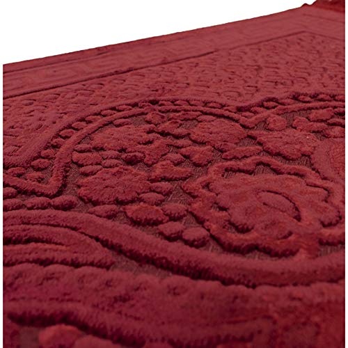 Modefa-Luxury-Velvet-Prayer-Rug-with-Prayer-Beads-Soft-Elegant-Muslim-Turkish-Janamaz-Sajada-Carpet-for-Men-and-Women-Plain-Solid-Prayer-Mat-Ramadan-Eid-Gift-Paisley-Red