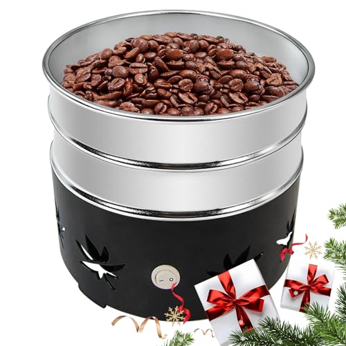 JIAWANSHUN Electric Coffee Bean Cooler with 2-Layer Stainless Steel Mesh & Heavy Steel Base - 1.1LB Capacity for Fast Cooling & Chaff Removal, Home Coffee Brewing Essential Tool 110V