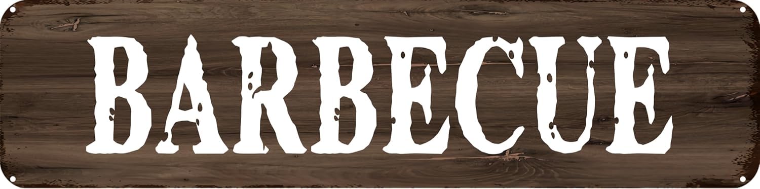 Peiyeety A005 Barbecue Vintage Metal Tin Sign, Rustic Food Wall Art, Waterproof Hanging Plaque For Kitchen, Sturdy Decor For Dining Space, Classic Retro Ornament For Home Grilling Zones 4X16 Inch