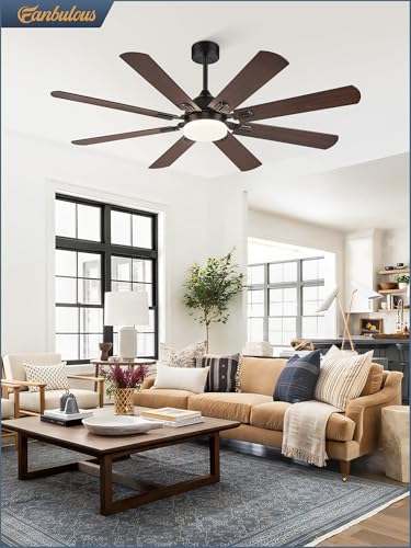 Fanbulous 62 Inch Ceiling Fans With Lights, Black Modern Ceiling Fan With Remote,Large Farmhouse Indoor & Outdoor Ceiling Fan With 8 Dual Finish Blades, Quiet Dc Motor, Bright Led Light thumb #7