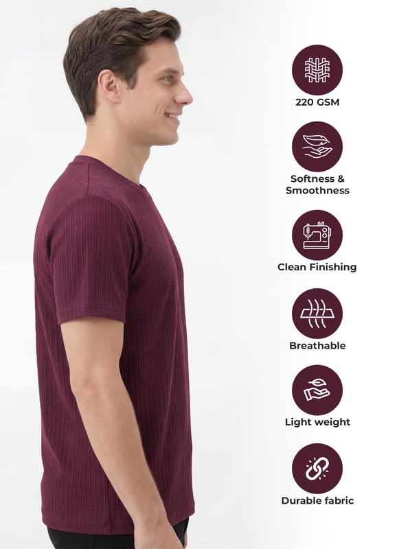 Image of Poly Cotton Frill Round Neck T-Shirt for Men | |