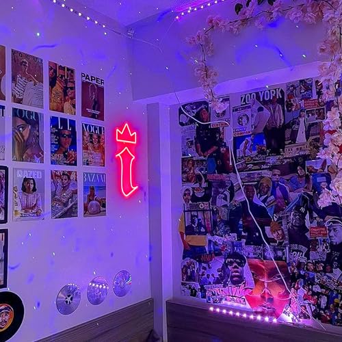 Image of Royal i Neon Sign, The Rapper King Logo LED Sign for Wall Decor, Gothic Letter Decor, Red Neon Light, Hip Hop Wall Art