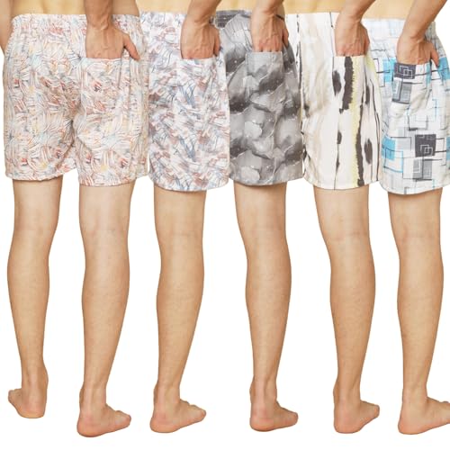 Image of Urban Scottish Ultra-Comfortable Men's Boxer Pants (Pack of 5) - 100% Cotton Material with A Stylish Print - Soft and Stretchy Elastic Waist Band - Dynamic Movement and Hardwearing Stitching
