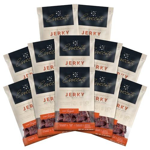 Aufschnitt Essicata Beef Jerky - Extra Tender, Grass Fed, Low Sodium - Made in USA - Certified Kosher - Keto & Halal Friendly - 12 Pack, Teriyaki