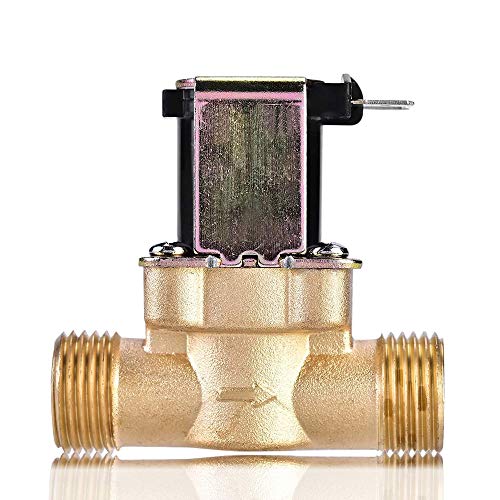 Válvula Solenoide 1/2' Electroválvula 220V Solenoide Eléctrica Latón Electroválvula de Latón Normalmente Cerrada Válvula Magnética Solenoide de Entrada de Agua Para Control de Agua N/C