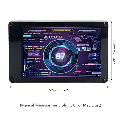 Image of Computer Temp Monitor 3.5in - PC Sensor Panel Display with AIDA64 Support & 360 Rotation, Mini Secondary Screen for PC Case, USB Powered CPU RAM Data Monitor (Black)