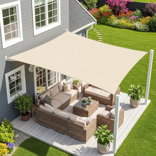 Sunnylaxx 3x4m Toldo Vela de Sombra Impermeable Rectangular Caqui Claro