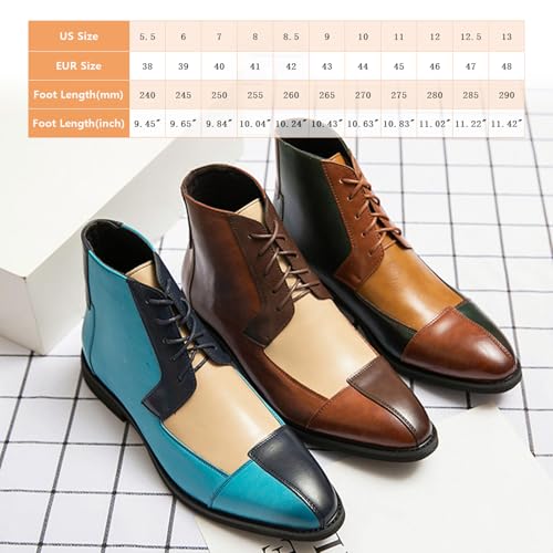Men's Leather Color-Block High-Top Oxford Boots Fashion British Style Pointed Toe Lace Up Ankle Boots Casual Formal Business Wedding Dress Shoes2