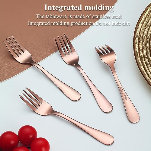 Evanda Dessert Forks 12 Pieces, Rose Gold Titanium Plating Stainless Steel Pastry Forks Set, Fruit, Mini Cake - Image 4