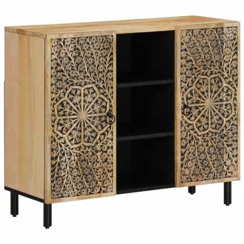 vidaXL Armario Auxiliar Madera Maciza de Mango 90x33x75 cm, Armario, Armario de Almacenamiento, Armario Consola, aparador, aparador de salón