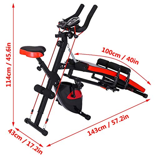 【US Stock】Adjustable Weight Bench Cycling Bike 2-in-1 Fitness Machine, Utility Barbell Lifting Press Exercise Dumbbell Bench, Home G-ym Strength Training Sit Up Abs Benchs (59X15X49Inch)