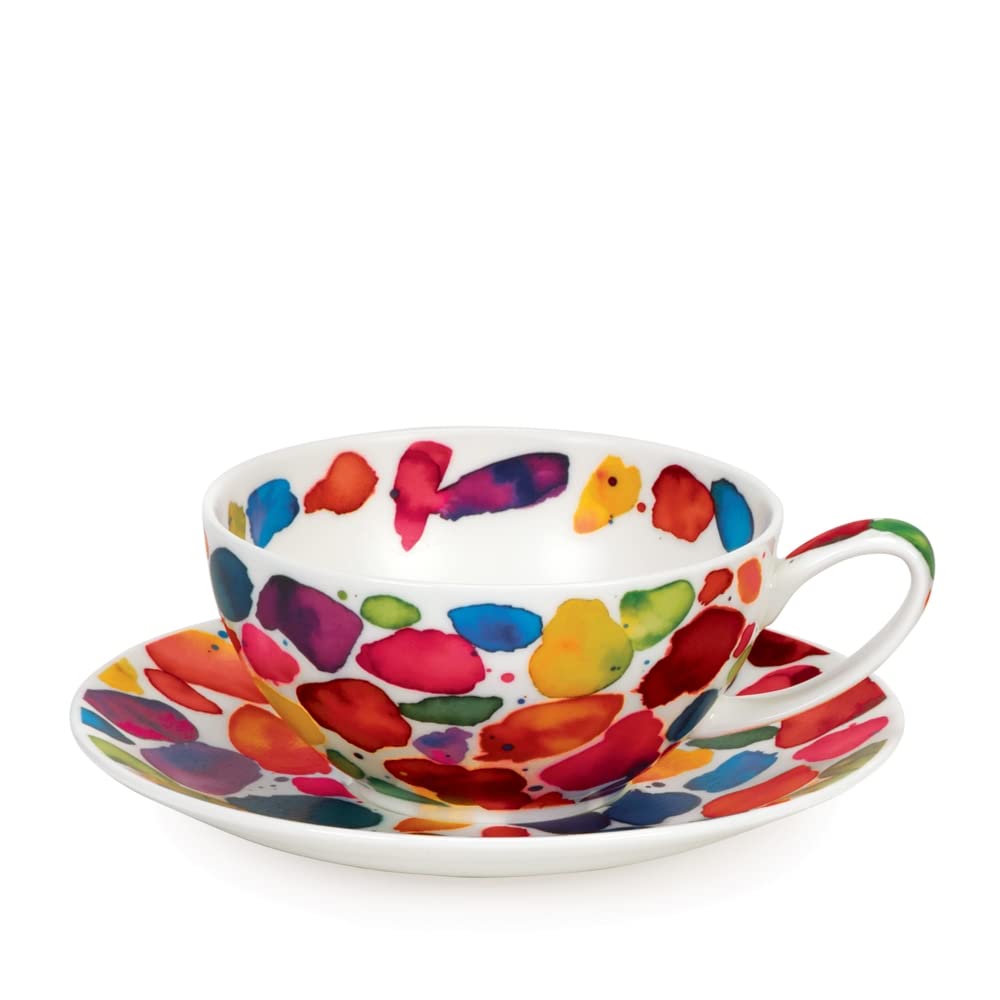 Dunoon Tea Cup & Sauce Set Blobs, Blue