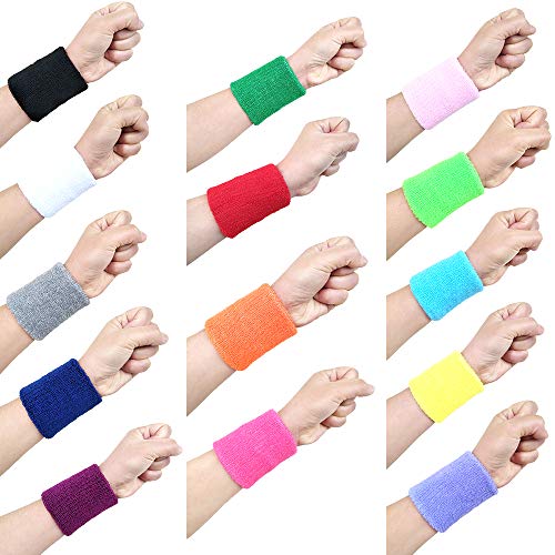 Pulseira, Andoer Faixa de suor esportiva pulseira de umidade absorvente de algodão faixa de suor par