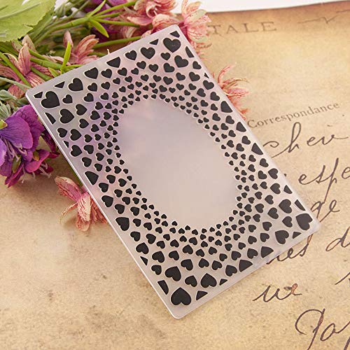 Lots of Love Heart Shape Frame Window Background Plastic Embossing Folder for Scrapbook DIY Album Card Tool Plastic Template Folders - Image 4