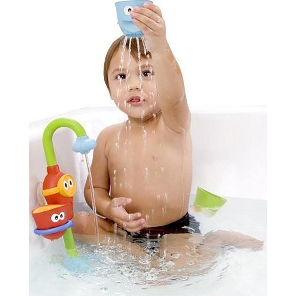 Juguete de baño para niños pequeños y bebés (de 1 a 3 años): Flow N Fill - 3 tazas de juego apilables - Juguete interactivo de manguera y vasos con múltiples aspectos de juego - Haz que la 4