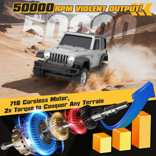 Image of [4WD Edition 1 /36 Scale Mini RC Crawler Car, Toys for Age 8-14 Old Birthday Gifts, Micro RC Truck 4x4 Small Cars with Off Road Full Proportional RTR 2.4GHz Remote - Gray