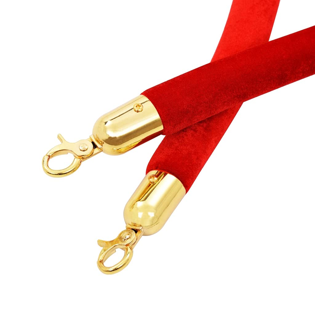 Vip Poteau de dépôt doré 3 pièces - Cordon rouge 150 cm - 6,5 kg par poteau - Poteaux de clôture pour mariage, restaurant et club