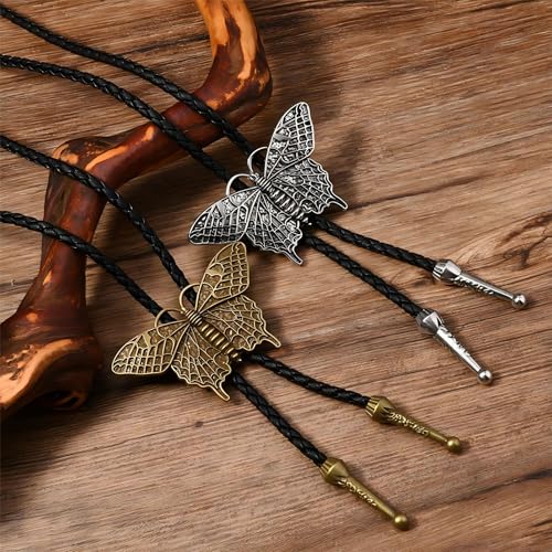 Image of Joxevyia Bolo Tie for Men Vintage Cow Skull Leather Rope Western Cowboy Necktie Vintage Bola Tie Gift for Him