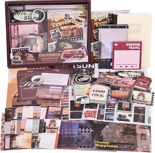 Image of RANDEN Traveler Journaling Kit, 346PCS Vintage Scrapbook & Stationery Set with Aesthetic Stickers, Ephemera Pack and Journal Supplies for Bullet Journals, Planners, Albums & Creative Crafts (Traveler)