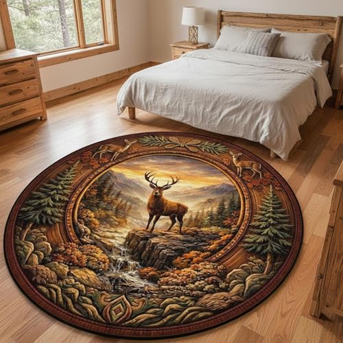 Tapete redondo Deer 6' estilo Boho miniatura 4