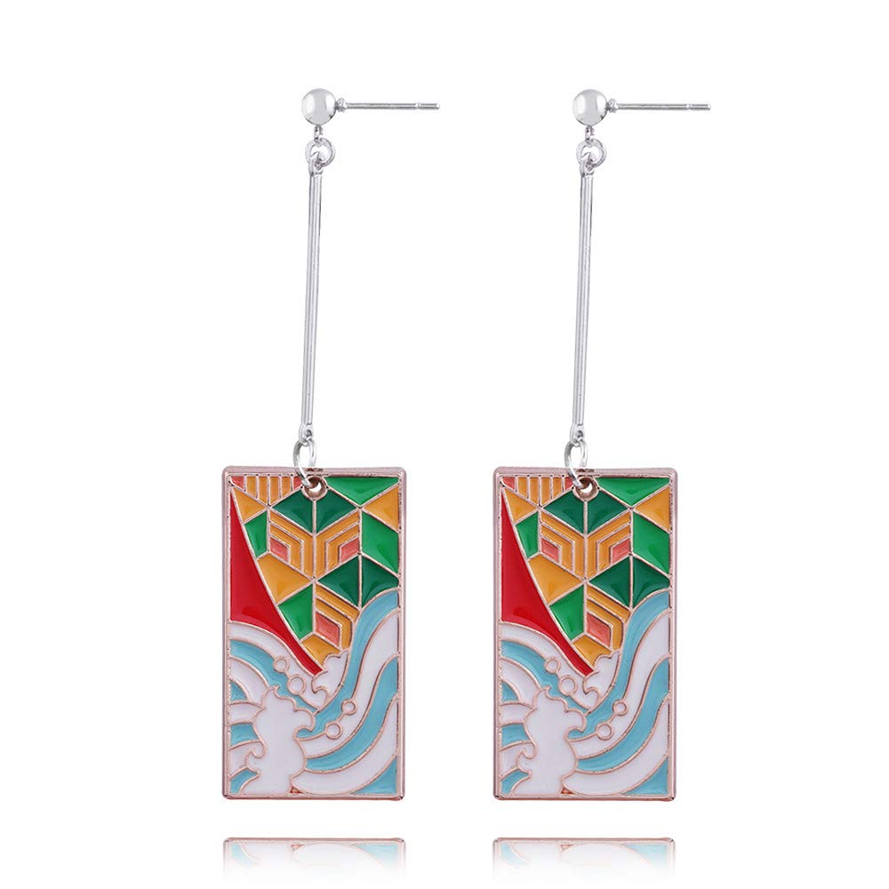 Anime Kamado Tanjiro Hanafuda Earrings - Kimetsu No Yaiba Hanafuda Earrings - Cosplay Accessories For Womens Girls