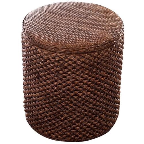 Divano retrò Rotondo con Poggiapiedi, Sgabello Contenitore Multifunzionale in Rattan, Pouf da Giardino per Esterni, per Soggiorno(Brown Color)