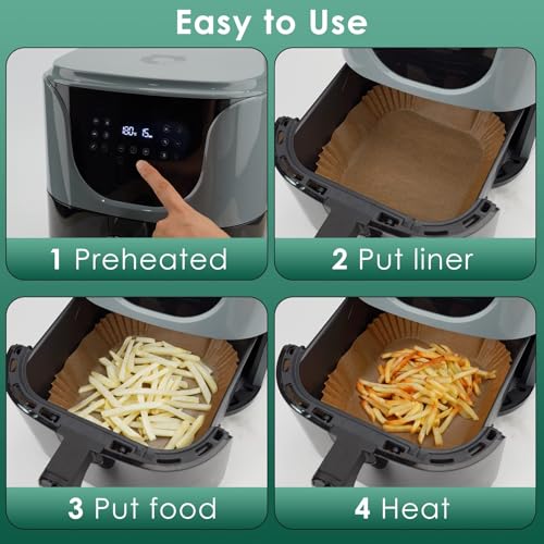 Image of vailnd Square Paper Plates, Heavy-Duty Disposable Dinner Plates, Natural Brown Compostable (Regular) | Parchment Paper, Oilproof Waterproof, Non-Stick Airfryer Basket Liner for Microwave