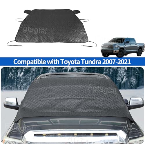 Image of Windshield Snow Cover Fit for Toyota Tundra 2007-2021, Front Windshield Cover for Ice and Snow, Auto Extra Thick Windshield Ice Cover Protects Windshield from Rain, Sun, Frost (Black)