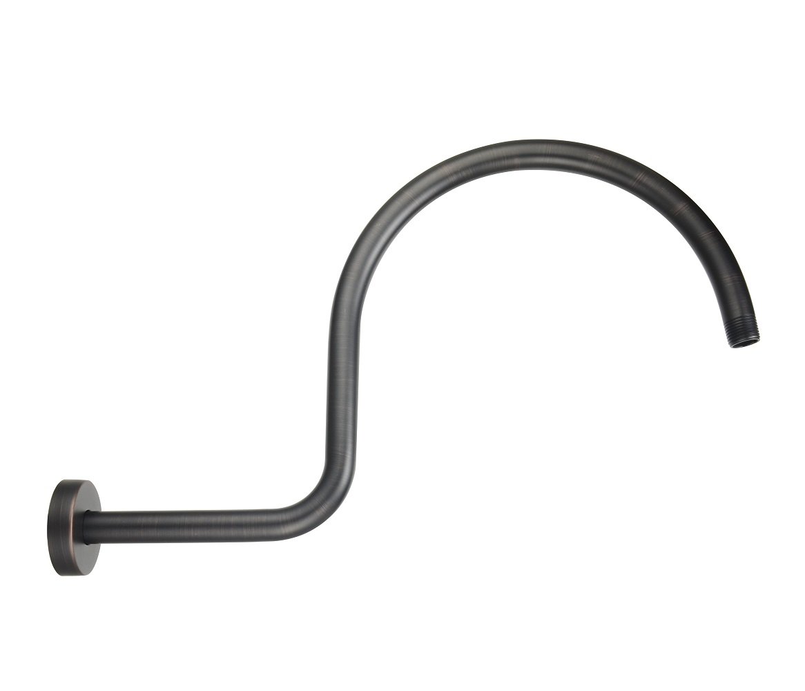 Purelux Shower Arm Extension High Arc Long Reach Water Outlet PJ1613 Stainless Steel Replacement Shower Arm with Gasket Flange, Oil Rubbed Bronze